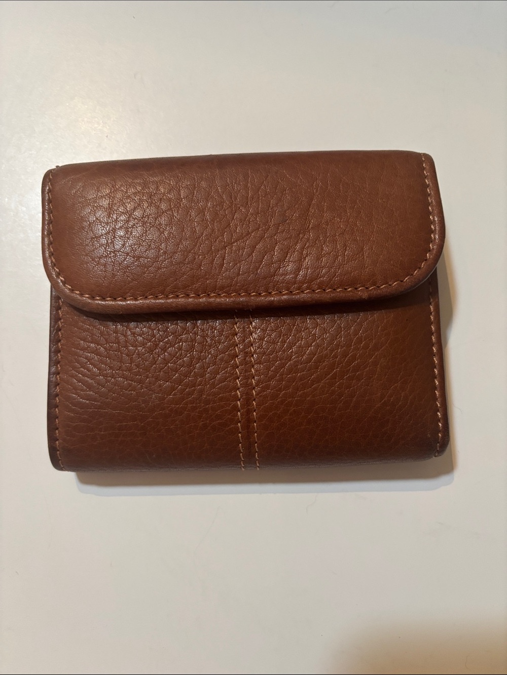 Coach Brown Pebbled Leather Compact Wallet